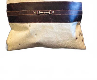 Equipage Snaffle Bit Cowhide Leather Pillow Cover #2 In Brown
