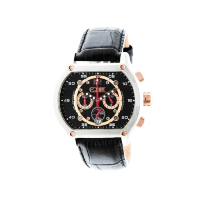 Equipe Dash Chronograph Black Dial Black Leather Men's Watch E710 In Black / Silver