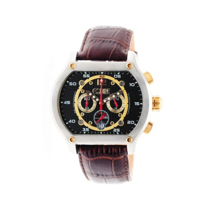 Equipe Dash Chronograph Black Dial Brown Leather Men's Watch E717 In Black / Brown / Silver