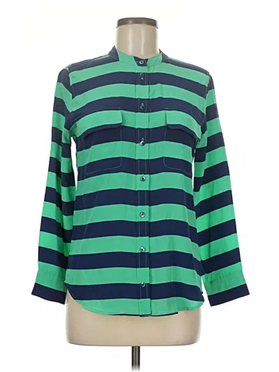 Pre-owned Equipment 3/4 Sleeve Blouse In Green