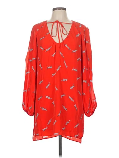 Pre-owned Equipment 3/4 Sleeve Blouse In Red