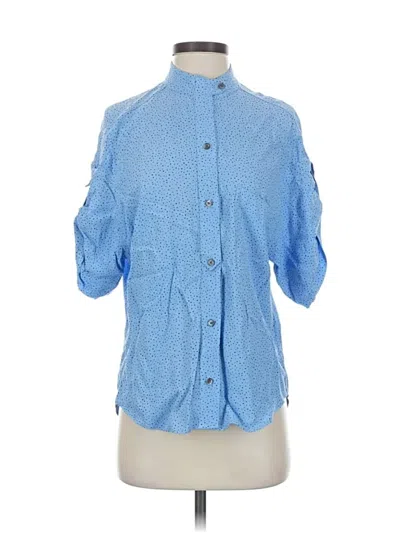 Pre-owned Equipment 3/4 Sleeve Button Down Shirt In Blue