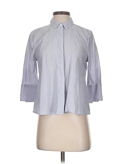 Pre-owned Equipment 3/4 Sleeve Button Down Shirt In Blue