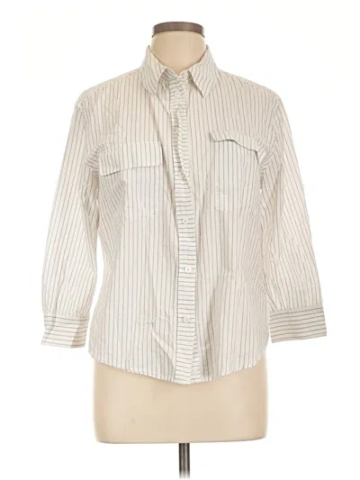 Pre-owned Equipment 3/4 Sleeve Button Down Shirt In Ivory