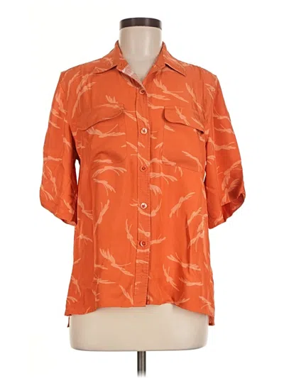 Pre-owned Equipment 3/4 Sleeve Button Down Shirt In Orange