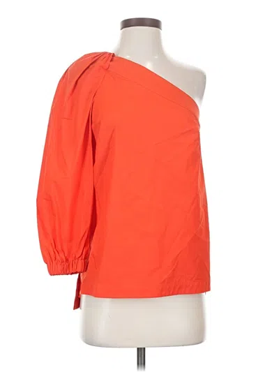Pre-owned Equipment 3/4 Sleeve Top Orange One Shoulder Neckline Tops