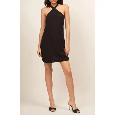 Equipment Alba Silk Halter Minidress In True Black