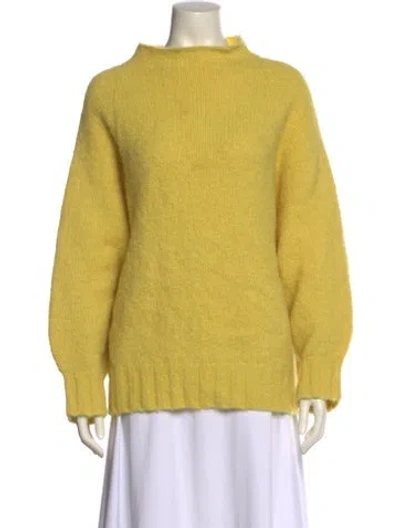 Pre-owned Equipment Alpaca Mock Neck Sweater In Yellow