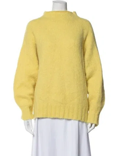 Pre-owned Equipment Alpaca Mock Neck Sweater In Yellow