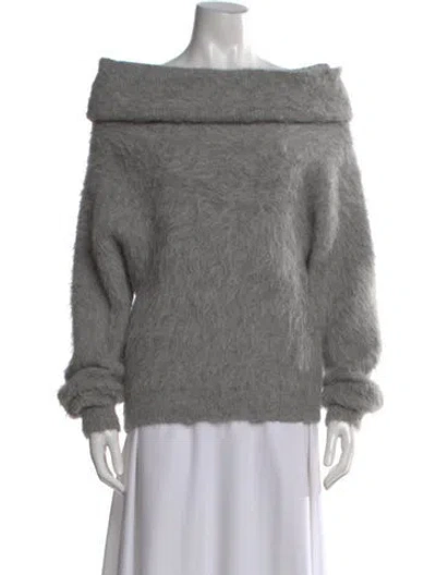 Pre-owned Equipment Alpaca Off-the-shoulder Sweater In Gray