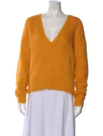 Pre-owned Equipment Alpaca V-neck Sweater In Yellow