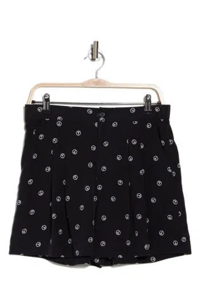 Equipment Angelique Print Silk Shorts In True Black And Nature White