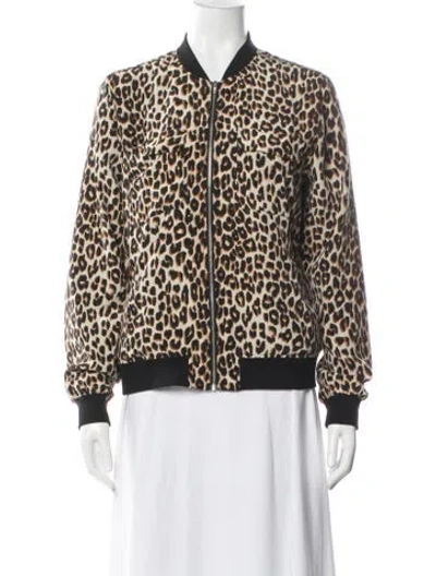 Pre-owned Equipment Animal Print Bomber Jacket In Neutral