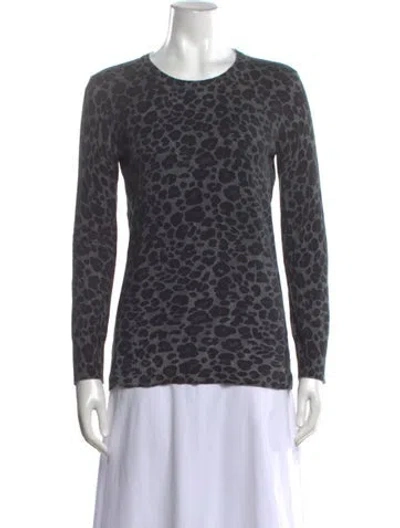 Pre-owned Equipment Animal Print Crew Neck Sweater In Grey