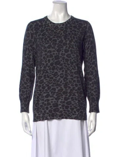 Pre-owned Equipment Animal Print Crew Neck Sweater In Grey