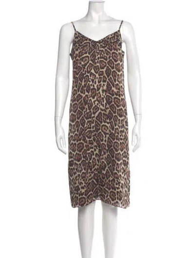 Pre-owned Equipment Animal Print Knee-length Dress W/ Tags In Neutral