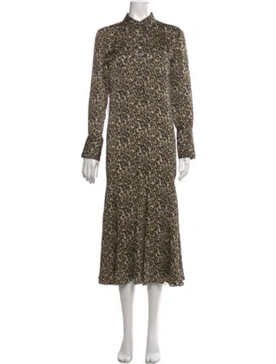 Pre-owned Equipment Animal Print Long Dress In Neutral