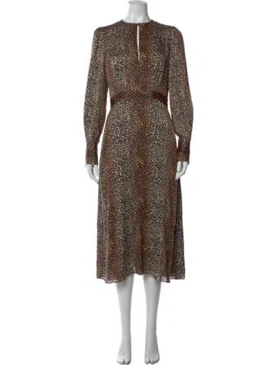 Pre-owned Equipment Animal Print Long Dress W/ Tags In Neutral
