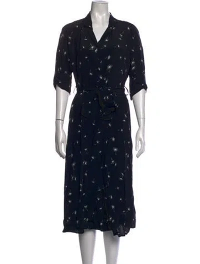 Pre-owned Equipment Animal Print Midi Length Dress In Black