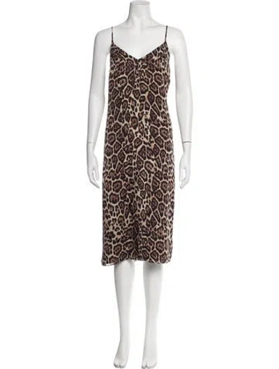 Pre-owned Equipment Animal Print Midi Length Dress In Black/brown
