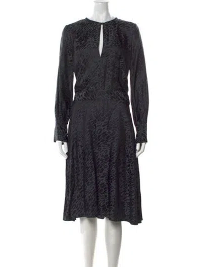 Pre-owned Equipment Animal Print Midi Length Dress In Grey