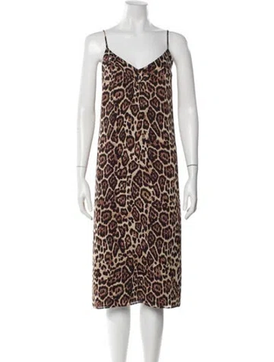 Pre-owned Equipment Animal Print Midi Length Dress In Multi