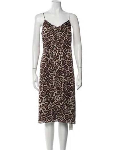 Pre-owned Equipment Animal Print Midi Length Dress In Multi