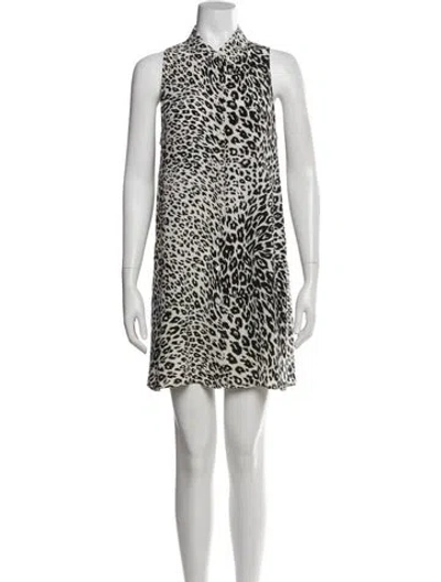 Pre-owned Equipment Animal Print Mini Dress In Black