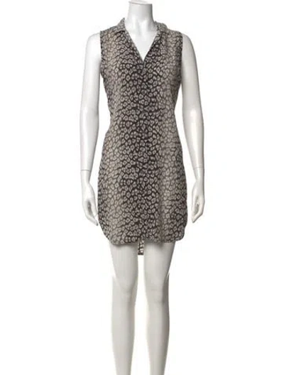 Pre-owned Equipment Animal Print Mini Dress In Black