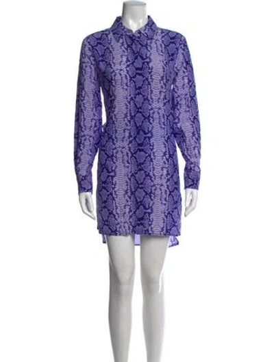 Pre-owned Equipment Animal Print Mini Dress In Blue