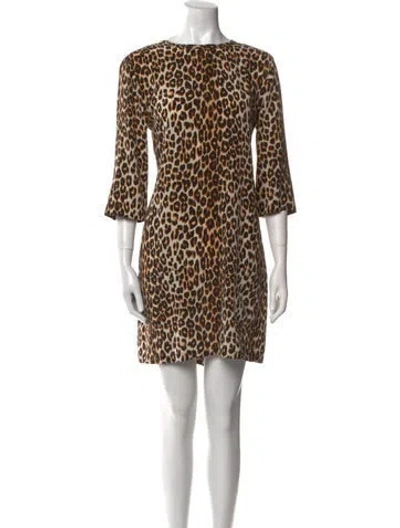 Pre-owned Equipment Animal Print Mini Dress In Brown