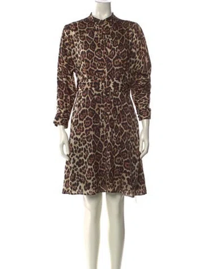 Pre-owned Equipment Animal Print Mini Dress In Brown