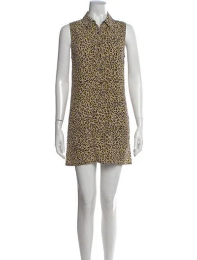 Pre-owned Equipment Animal Print Mini Dress In Neutral