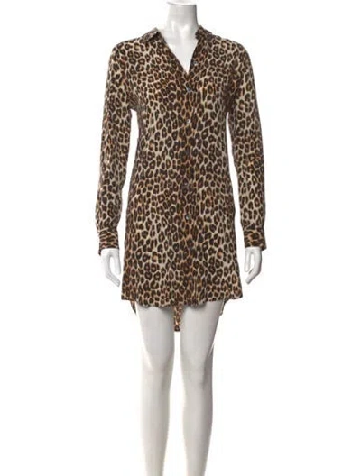 Pre-owned Equipment Animal Print Mini Dress In Neutral