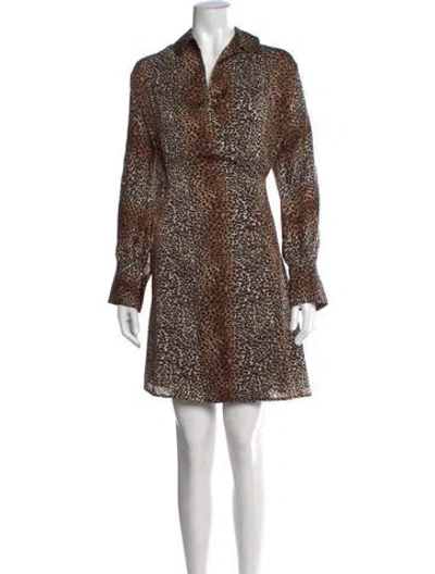 Pre-owned Equipment Animal Print Mini Dress In Neutrals