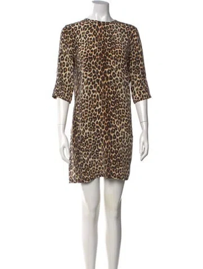 Pre-owned Equipment Animal Print Mini Dress In Neutrals