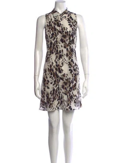 Pre-owned Equipment Animal Print Mini Dress In Neutrals