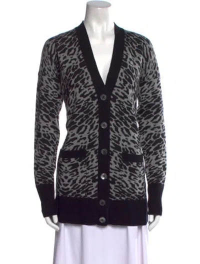 Pre-owned Equipment Animal Print V-neck Sweater In Gray