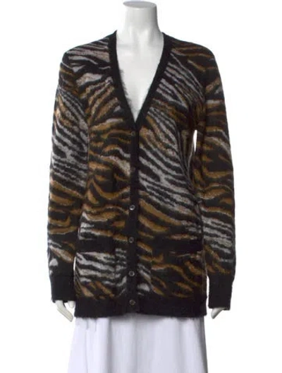 Pre-owned Equipment Animal Print V-neck Sweater In Multi