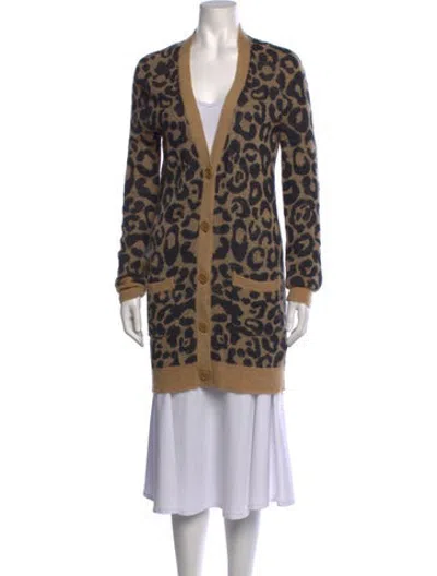 Pre-owned Equipment Animal Print V-neck Sweater In Multicolor