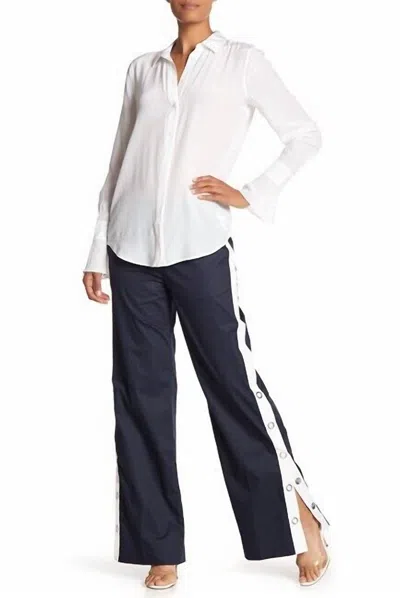 Equipment Arwen High Rise Cotton W Snaps Wide Leg Pants In Navy Blue