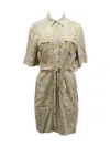 Equipment Axelle Belted Printed Crepe Dress In Multicolor Viscose In Green
