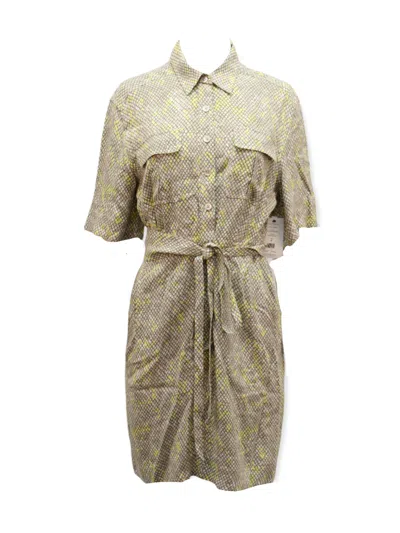 Equipment Axelle Belted Printed Crepe Dress In Multicolor Viscose In Green