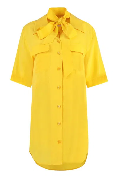 Equipment Short-sleeve Shirt Minidress In Yellow