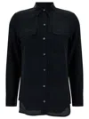 Equipment Patched Chest Pocket Plain Shirt In Black