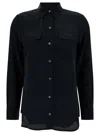 Equipment Patched Chest Pocket Plain Shirt In Black