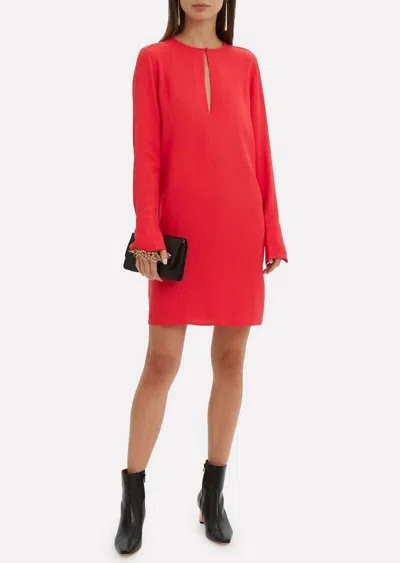 Equipment Bonnie Keyhole Long Sleeve Shift Dress In Red