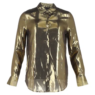 Pre-owned Equipment Button-down Shirt In Metallic Gold Silk