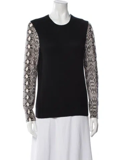 Pre-owned Equipment Cashmere Animal Print Sweater In Black