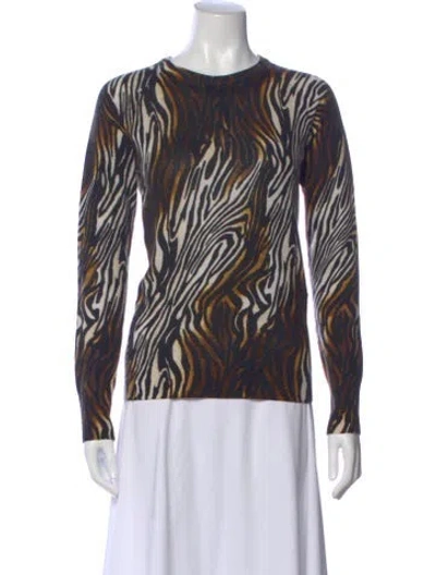 Pre-owned Equipment Cashmere Animal Print Sweater In Blue